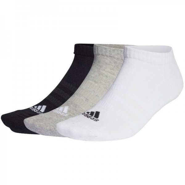 Meias Adidas Tornozeleiras SPW Almofadadas Preto Branco Cinza 3 Pares