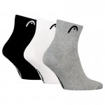 Calcetines Head All Sports Quarter Negro Blanco Gris 3 Pecas