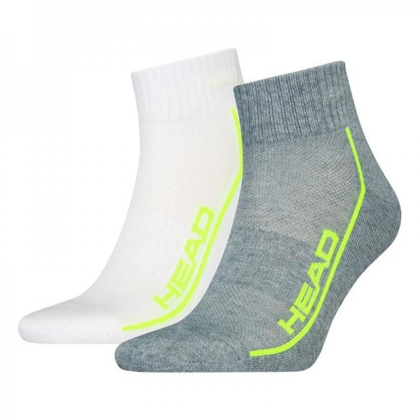 Calcetines Head Performance Quarter Blanco Gris Lima 2 Pecas