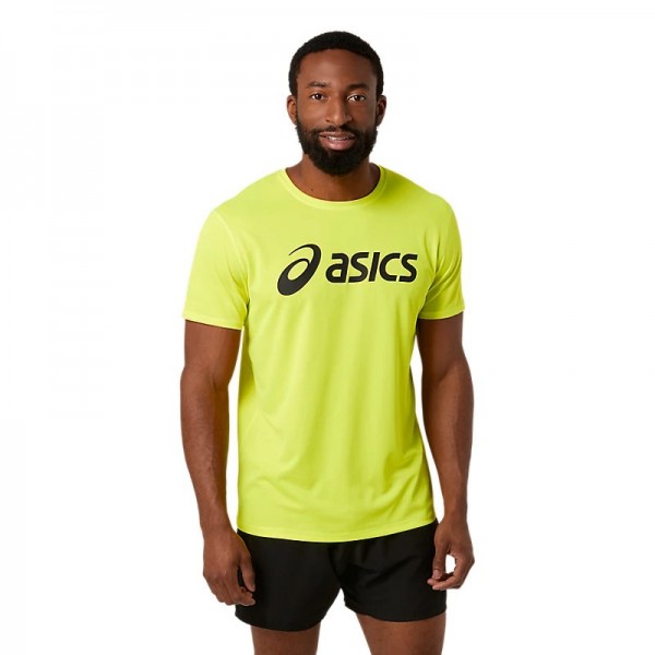 T-Shirt Asics Core Fluorescente Amarela Performance preto