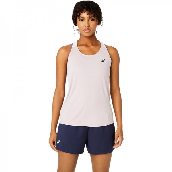 Camiseta Feminina Asics Court Rosa Branco Brilhante