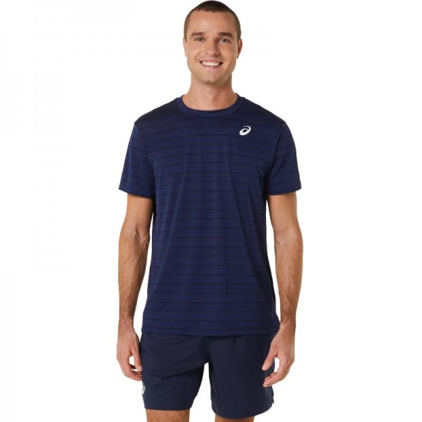 T-shirt Asics Court Stripe Marine Preto