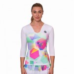 Camiseta Feminina Bidi Badu Kaleido V-Neck White Mix