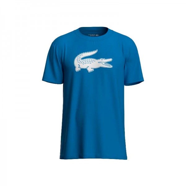 Camiseta Lacoste Sport Crocodilo 3D Azul Branco