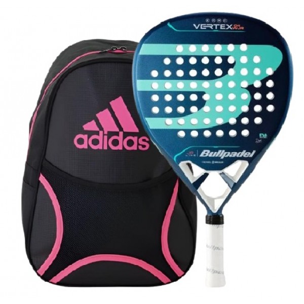 Raquete Bullpadel Delfi Brea Vertex Woman Junior 2024 e mochila Adidas Fuchsia