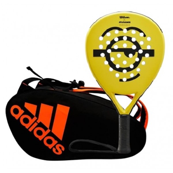 Raquete Wilson Minions Face Blade Junior e Bolsa de Padel Adidas Laranja