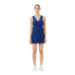 Vestido Lacoste Sport Pique Azul Marinho Borgonha