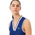 Vestido Lacoste Sport Pique Azul Marinho Borgonha